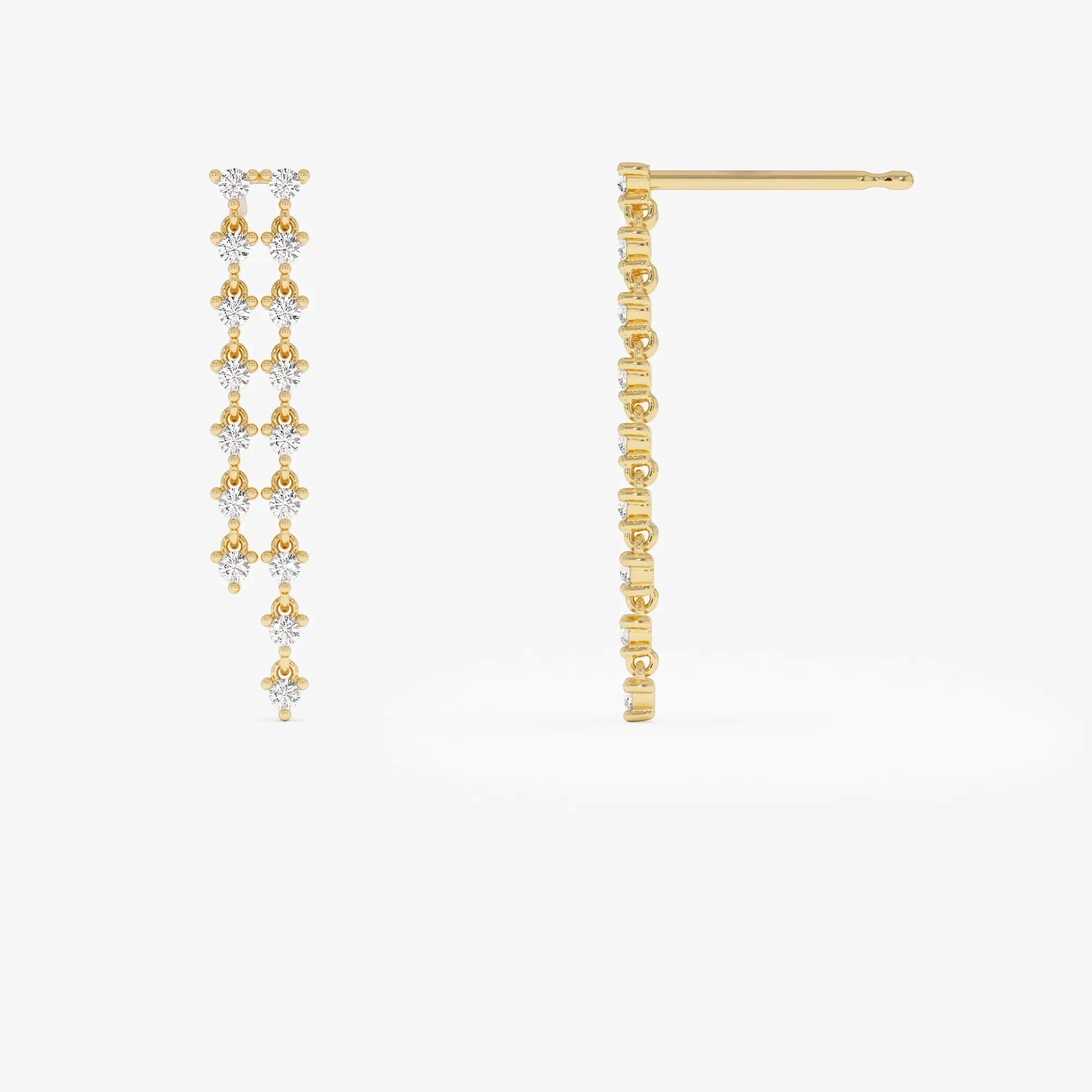 14k Gold Diamond Round Cut Chandelier Earrings 0.65 ctw