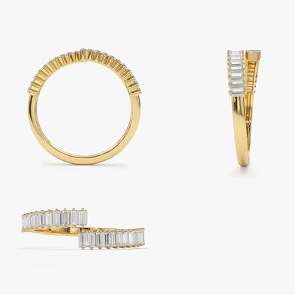 14k Gold Baguette Diamond Bypass Ring 0.42 Carat Total Weight