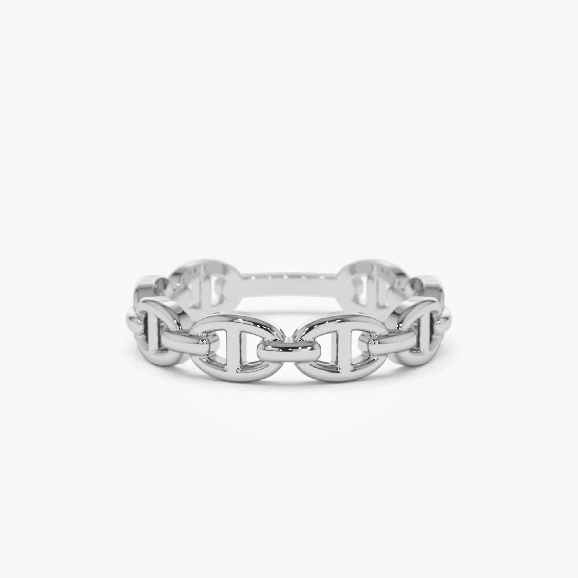 14k Solid Gold Mariner Chain Link Band Ring