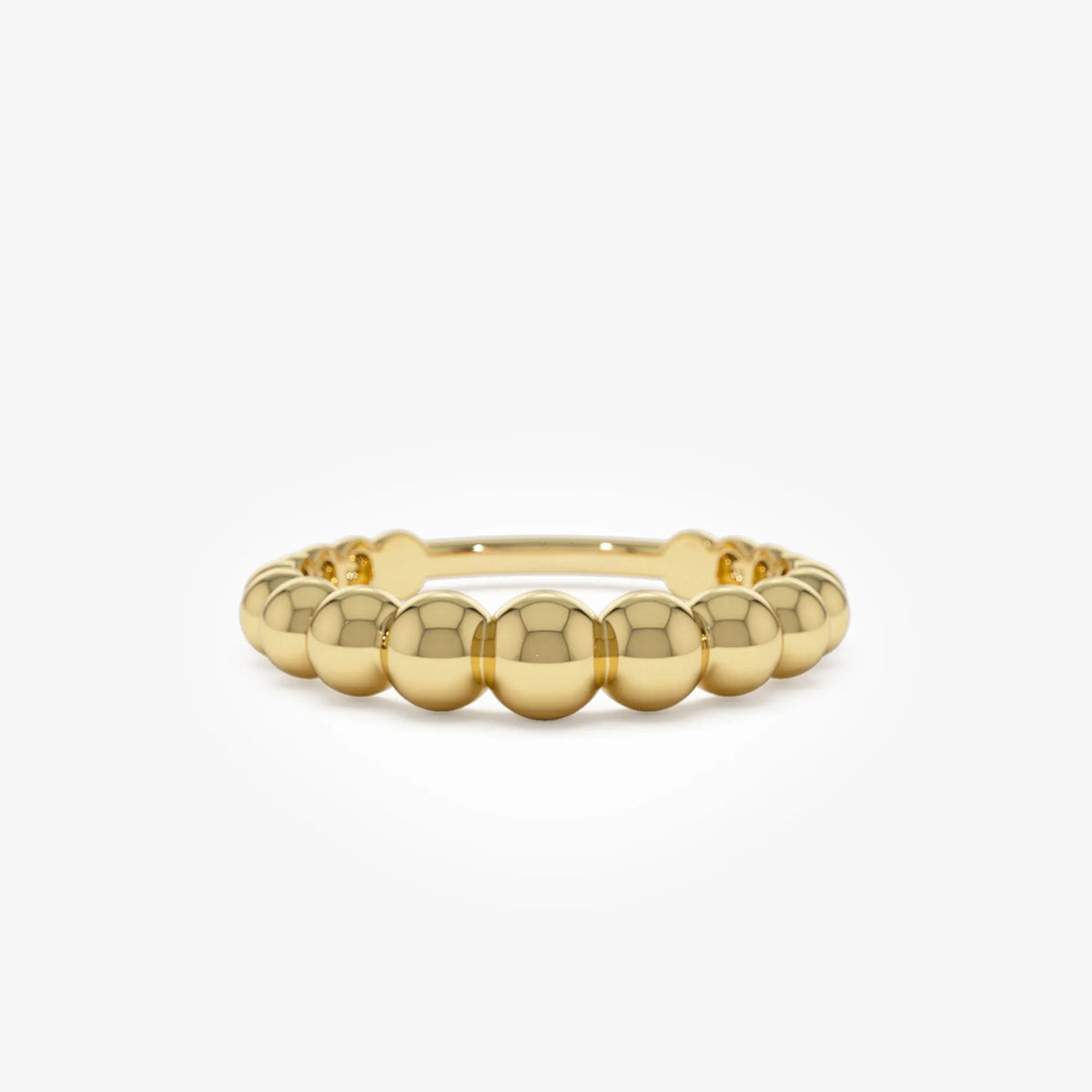 14k Solid Gold Beaded Graduated Band Ring 4mm Width