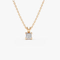 14K Solid Gold Princess Cut Diamond Solitaire Pendant Necklace Square Prong Setting 0.25ctw