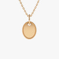 14k Solid Gold Personalized Mini Oval Initial Tag Pendant Necklace with Twist Rope Frame