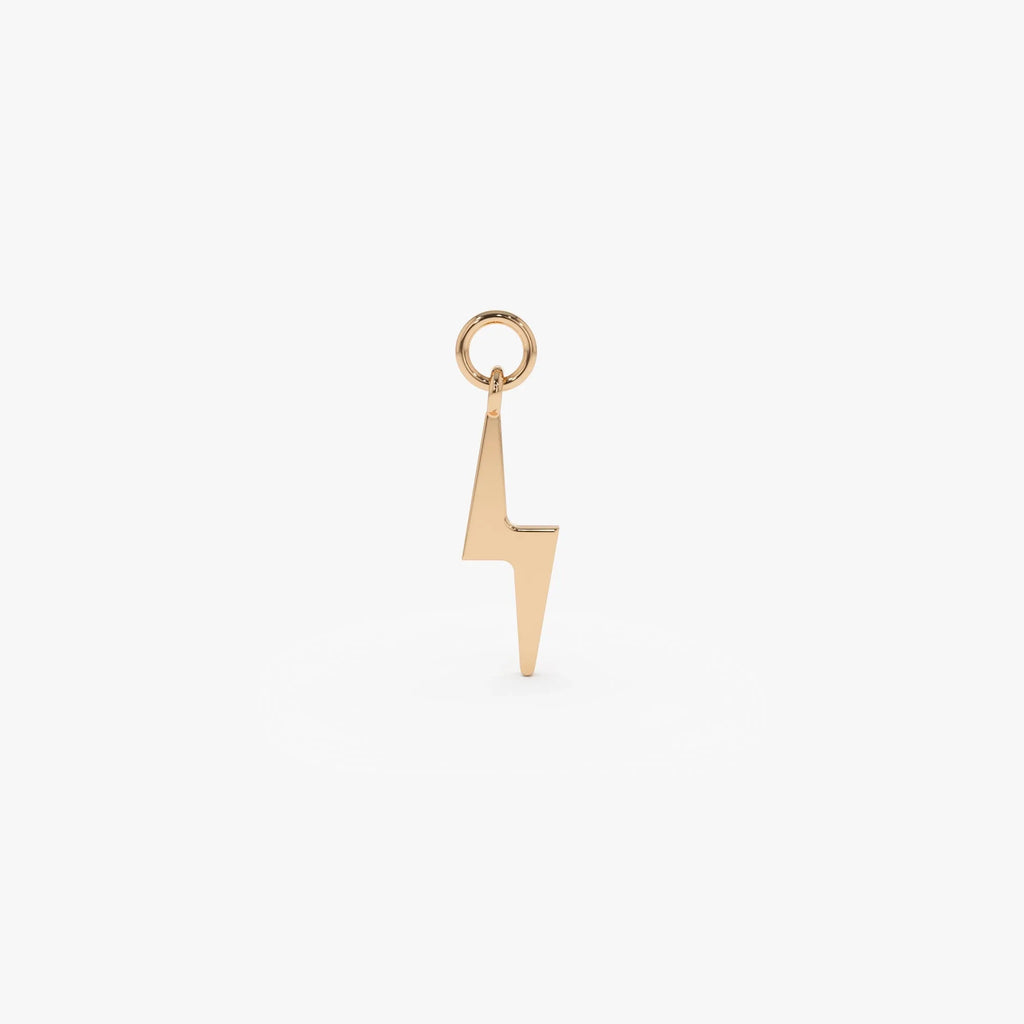 14k Solid Gold Lightning Bolt Hoop Earring Charm