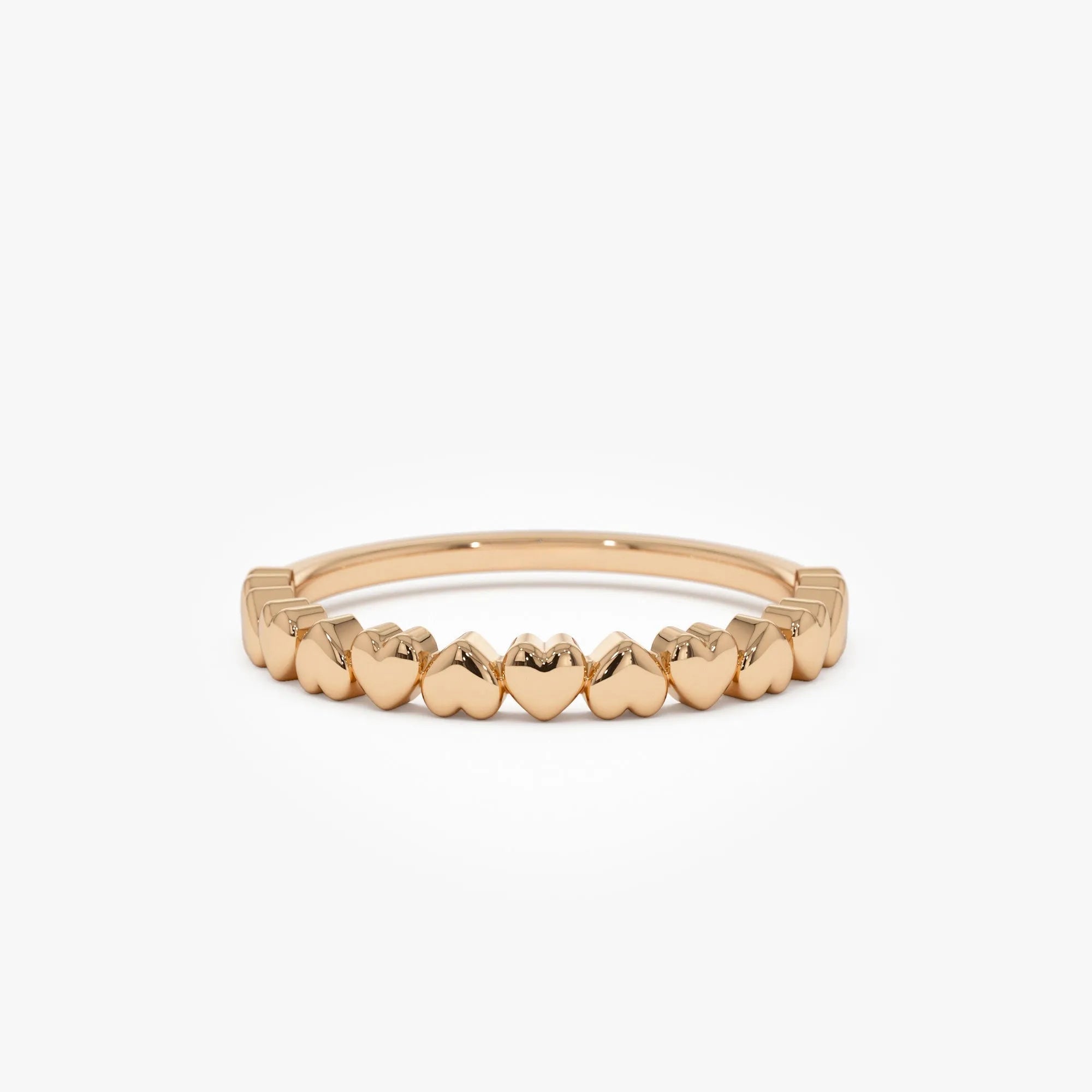 14k Solid Gold Heart Stackable Band Ring