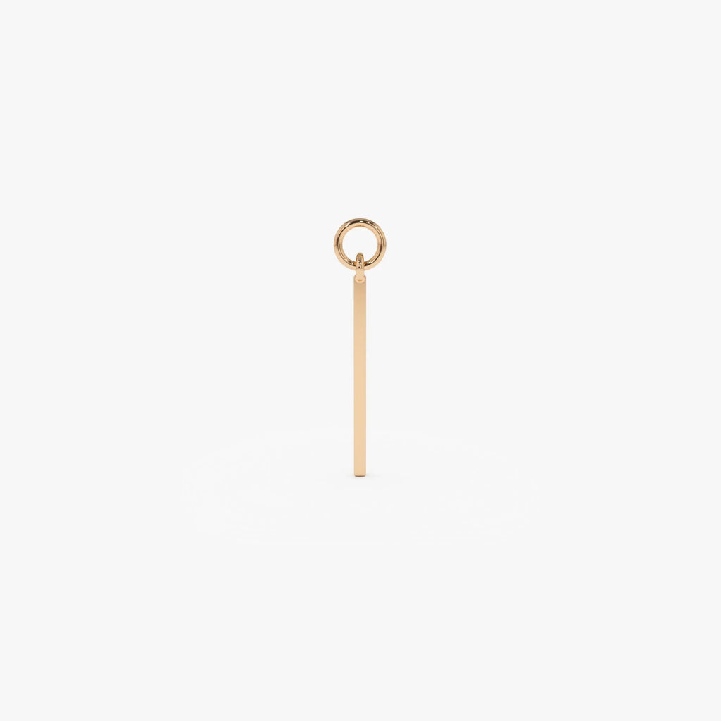 14k Solid Gold Minimalist Vertical Bar Hoop Earring Charm