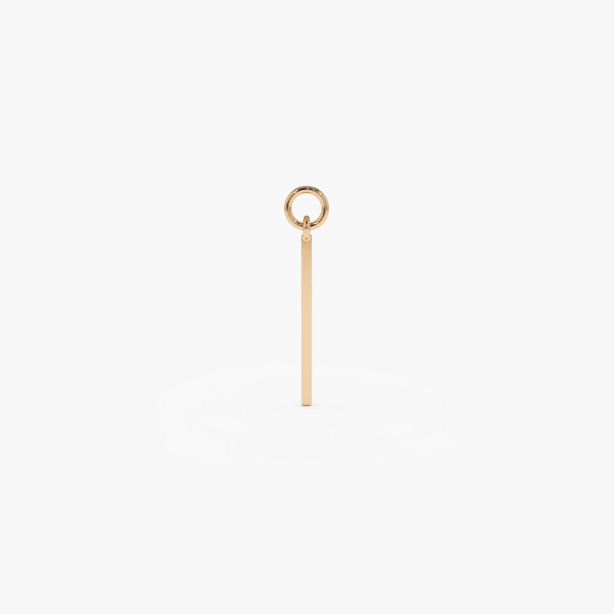 14k Solid Gold Minimalist Vertical Bar Hoop Earring Charm