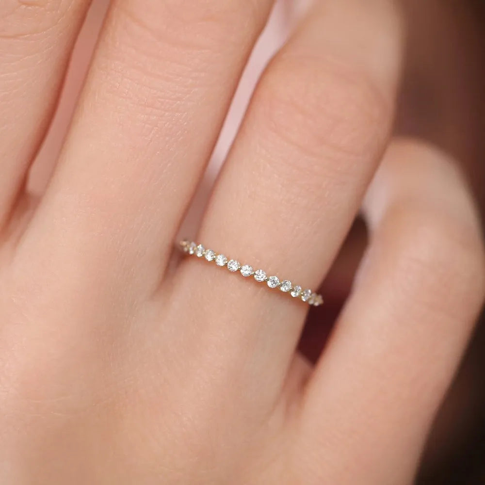 14K Solid Gold 0.30 CTW Round Diamond Single Shared Prong Wedding Ring