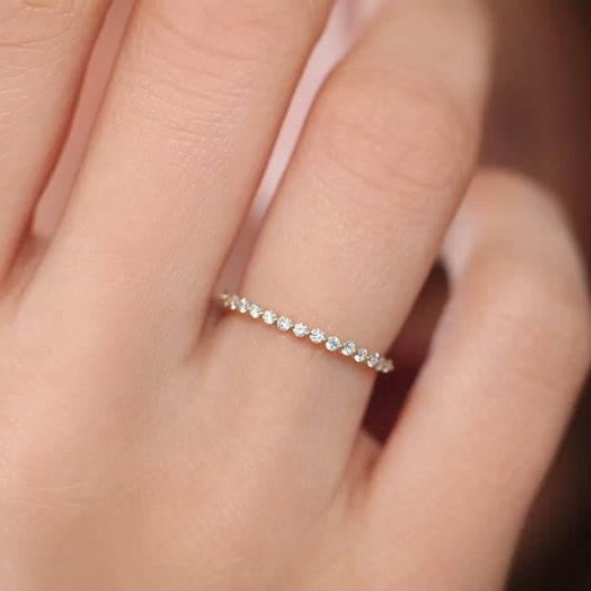 14K Solid Gold 0.30 CTW Round Diamond Single Shared Prong Wedding Ring