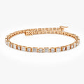 14K Solid Gold 2.40 CTW Baguette and Round Diamond Tennis Bracelet