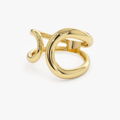 14k Solid Gold Bold Graduated Wide Band Statement Ring