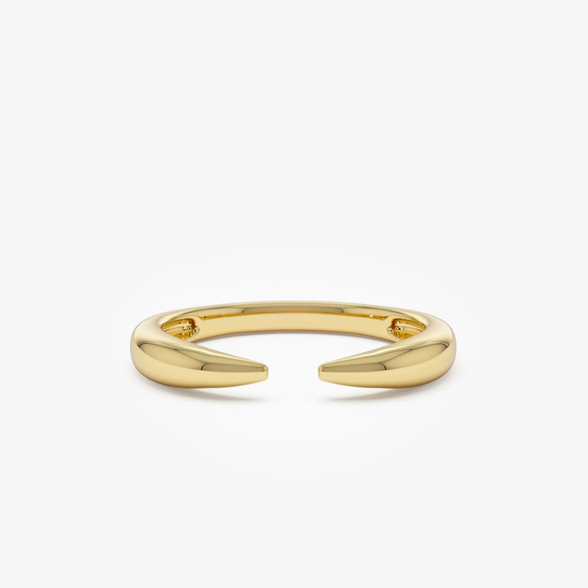 14k Solid Gold Open Claw Cuff Ring 3mm Minimalist Stackable Band