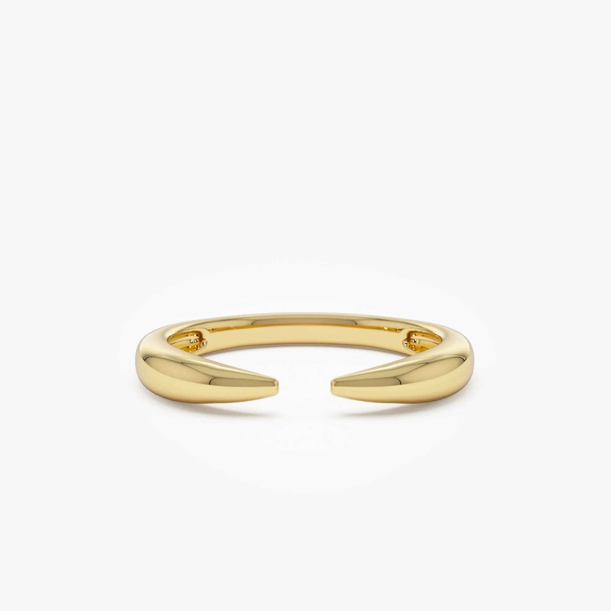 14k Solid Gold Open Claw Cuff Ring 3mm Minimalist Stackable Band