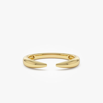 14k Solid Gold Open Claw Cuff Ring 3mm Minimalist Stackable Band