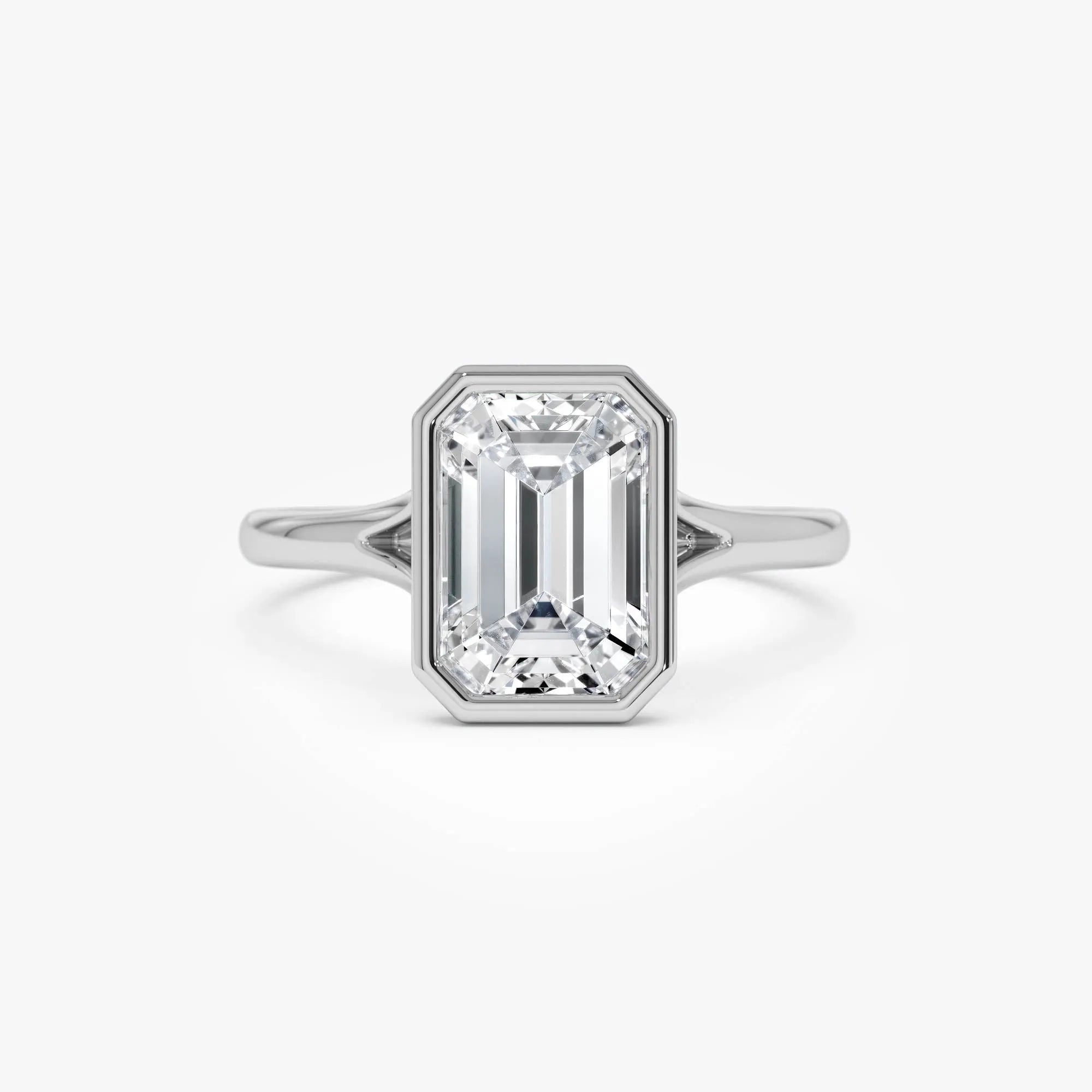 14k Gold 2.00 Carat Emerald Cut Lab Grown Diamond Bezel Solitaire Ring
