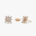 14k Gold Diamond Round Cut Compass Star Stud Earrings Prong Setting 0.42 ctw