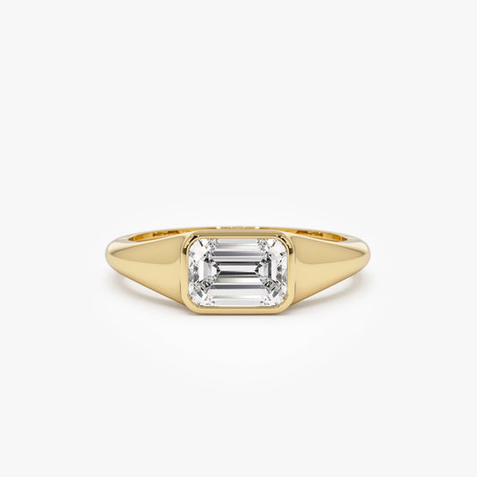 14k Gold 1.00 ctw Emerald Cut Lab Grown Diamond Remi Solitaire Ring