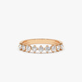 14k Gold Round Diamond 9 Stone Prong Set Women's Wedding Ring 0.50 Carat