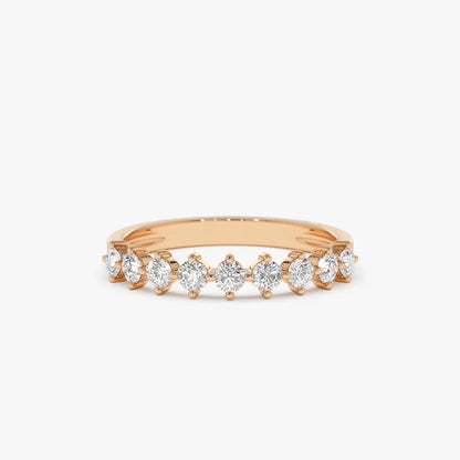 14k Gold Round Diamond 9 Stone Prong Set Women's Wedding Ring 0.50 Carat