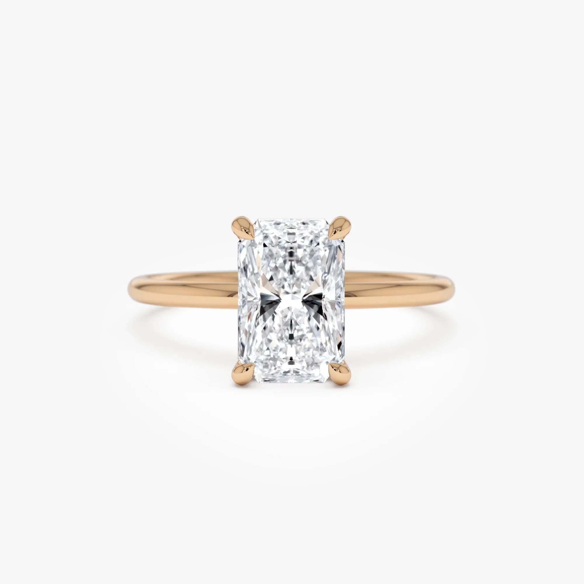 14k Gold Lab Grown Diamond Radiant Cut Hidden Halo Engagement Ring 1.60 Carat