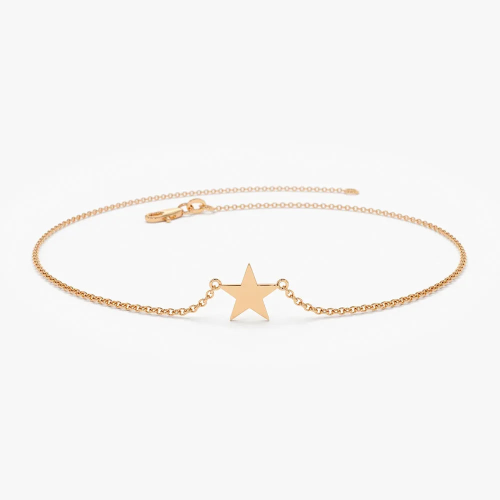 14k Gold Lucky Star Charm Bracelet with Pendant