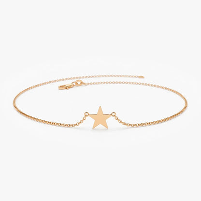 14k Gold Lucky Star Charm Bracelet with Pendant