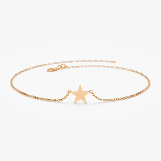 14k Gold Lucky Star Charm Bracelet with Pendant