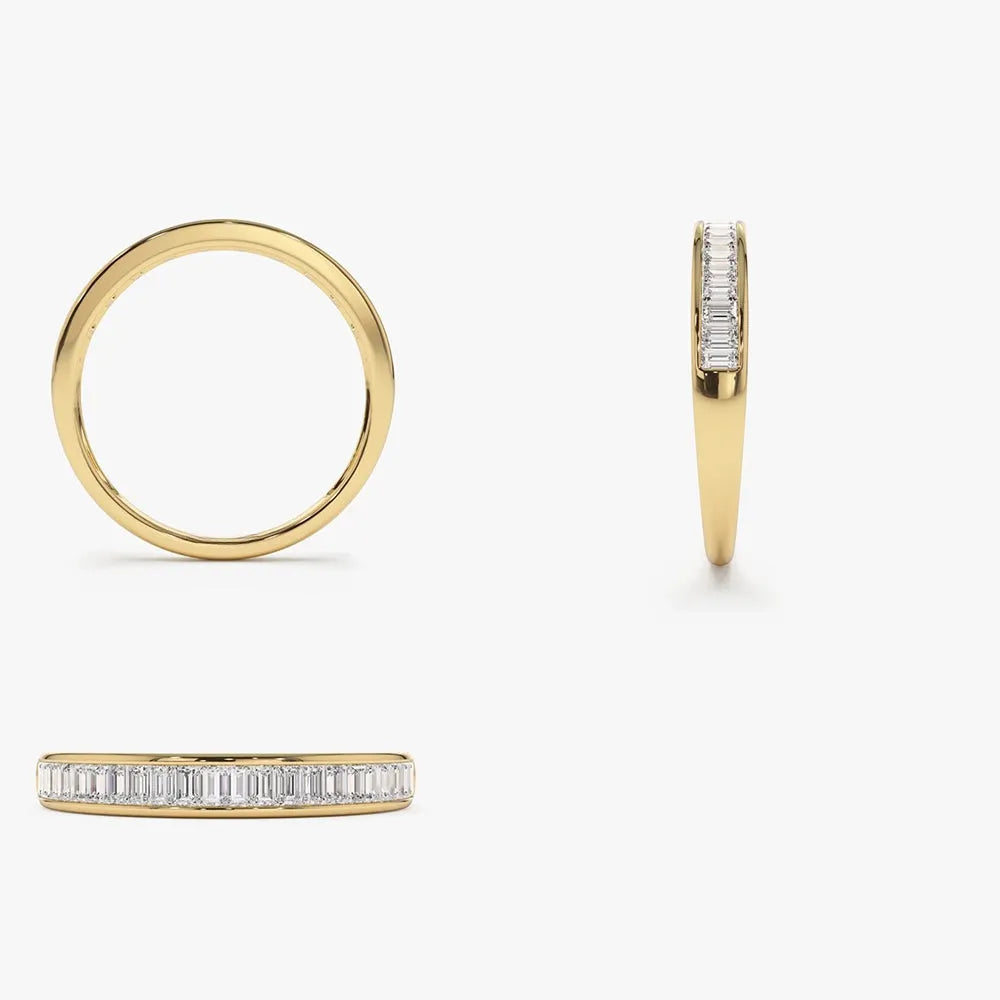 14K Solid Gold Baguette Diamond Channel Set Ring 0.40 Ctw 3MM Band