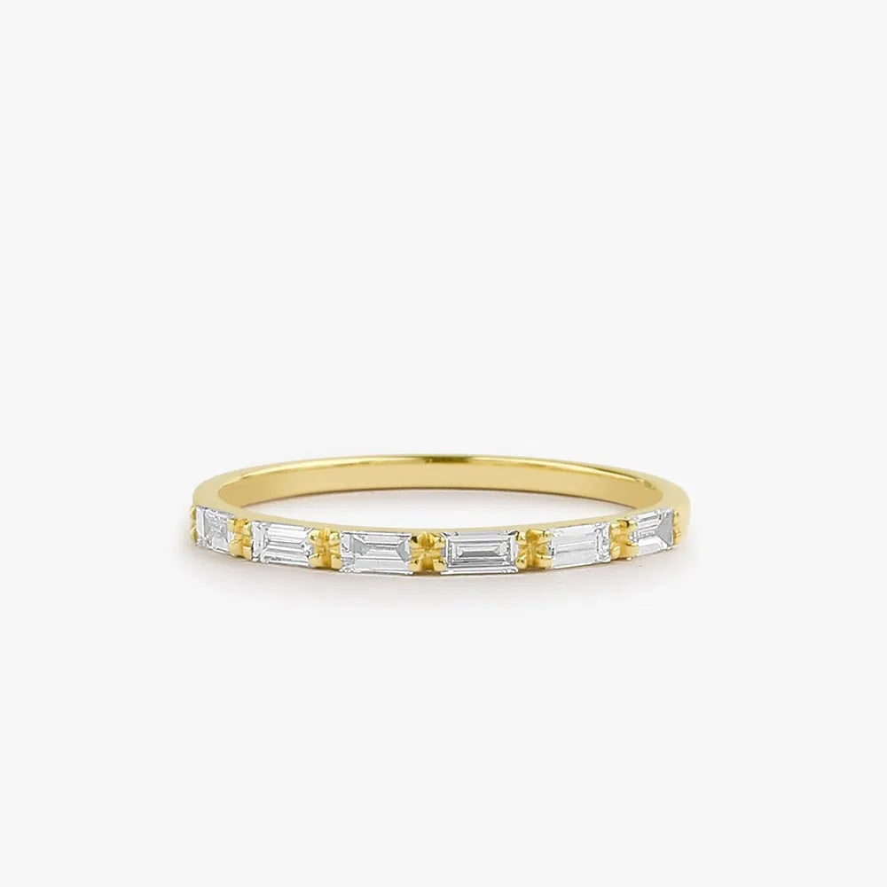 14k Solid Gold Baguette Cut Diamond Micro Prong Wedding Band 0.32 ctw