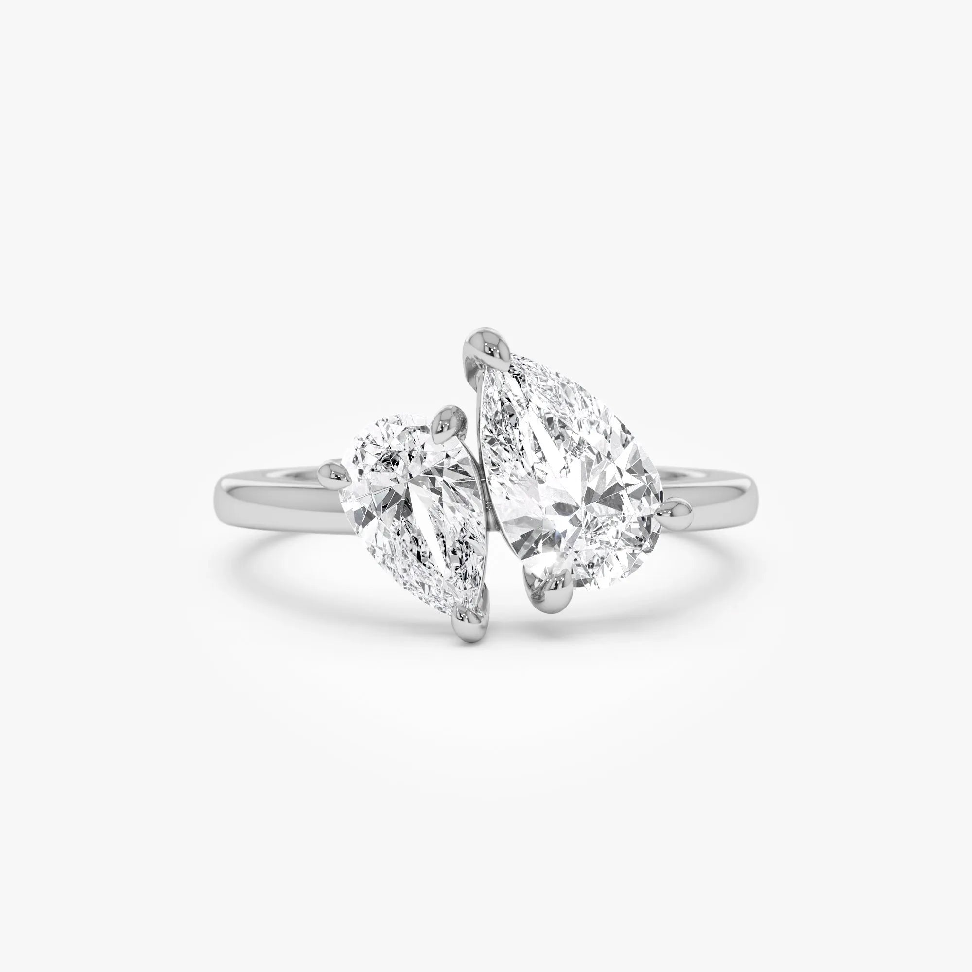 14k Gold Lab Grown Diamond Pear Shaped Toi et Moi Ring 2.05 ctw Ayla