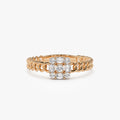 14K Solid Gold Baguette Diamond 0.20 Carat Curb Link Illusion Setting Ring