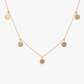 14k Solid Gold Round Coin Disc Choker Necklace with 9 Multi Discs