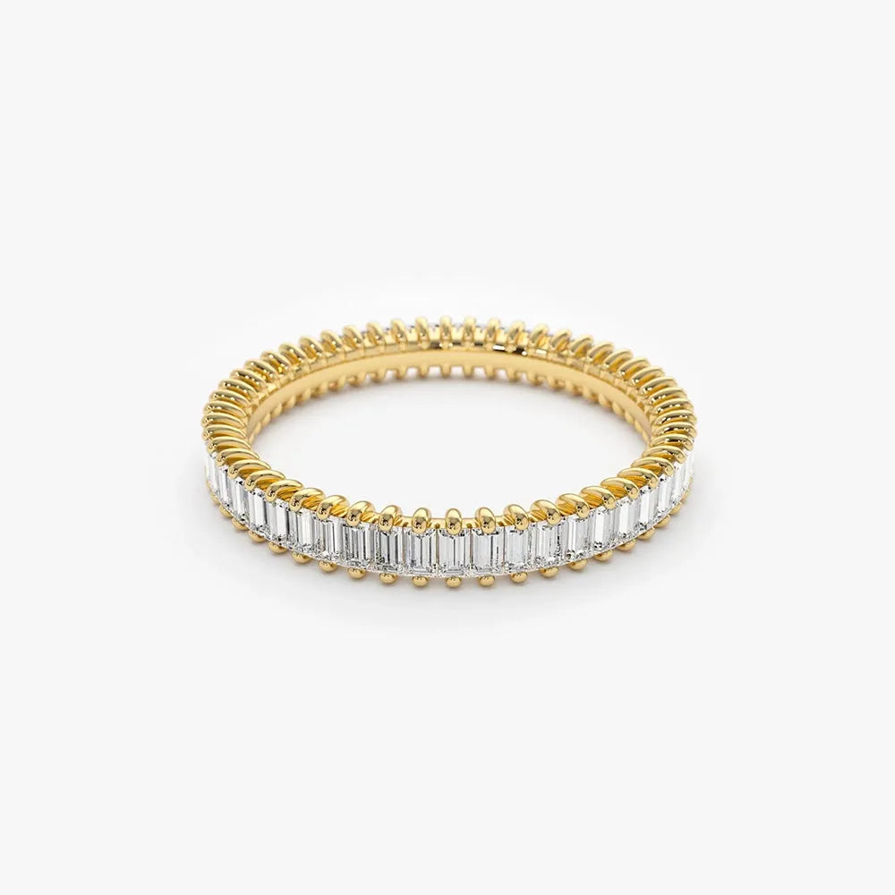 14K Gold 1.35ctw Baguette Diamond Full Eternity Prong Setting Ring