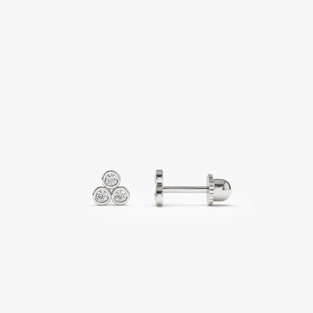 14k Gold Diamond Round Cut Trio Helix Piercing Single Earring 0.07 ctw