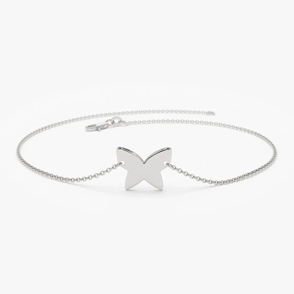 14k Gold Butterfly Charm Bracelet with Pendant