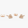 14k Gold Diamond Round Cut Trio Stud Earrings Bezel Setting 0.18 ctw