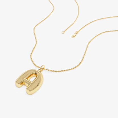 14k Solid Gold Balloon Initial Letter Pendant