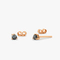 14K Gold Rose Cut Black Diamond 3 Prong Stud Earrings 0.30ctw