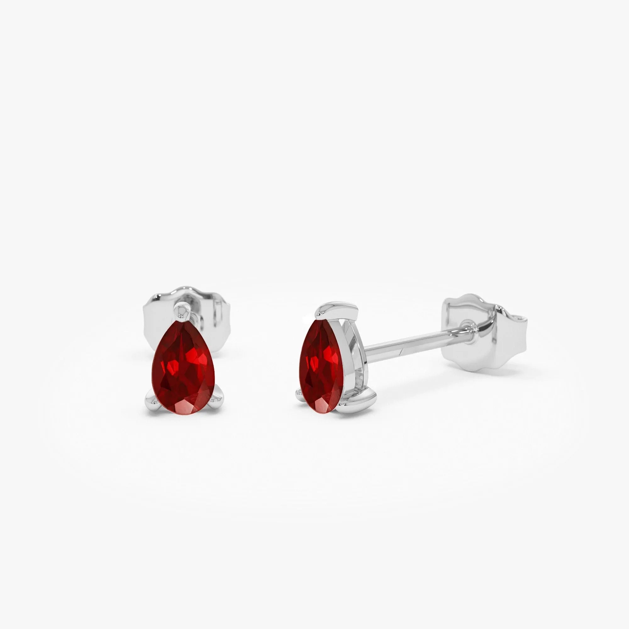 14K Solid Gold Pear Shaped Ruby Stud Earrings 0.45ctw