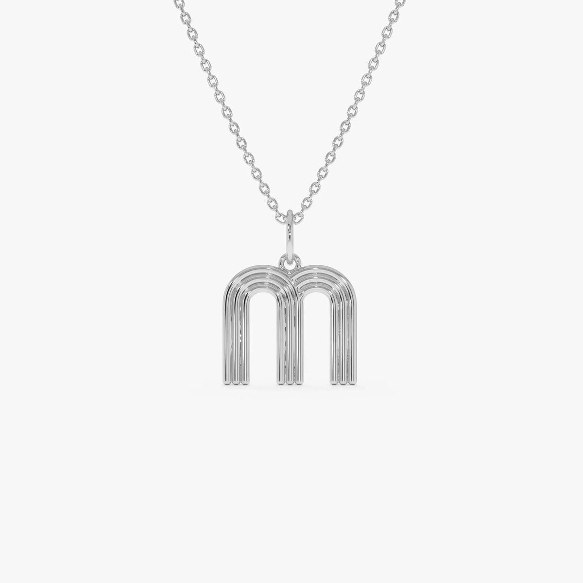 14k Solid Gold Triple Line Initial Pendant Necklace
