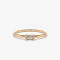 14K Solid Gold Baguette Cut Diamond Solitaire Ring 0.14 CTW Prong Setting