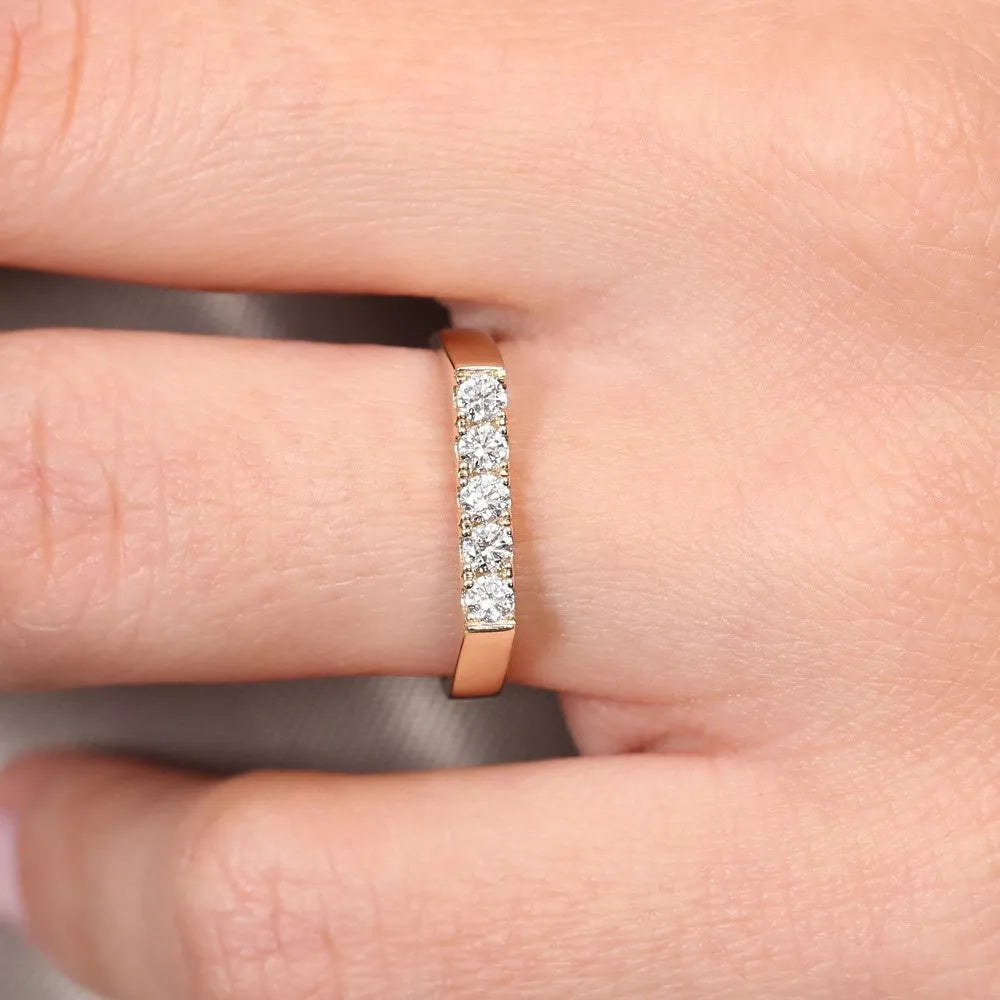 14K Gold 0.30ctw Round Diamond Rectangular Pinky Ring