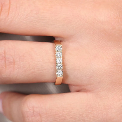 14K Gold 0.30ctw Round Diamond Rectangular Pinky Ring