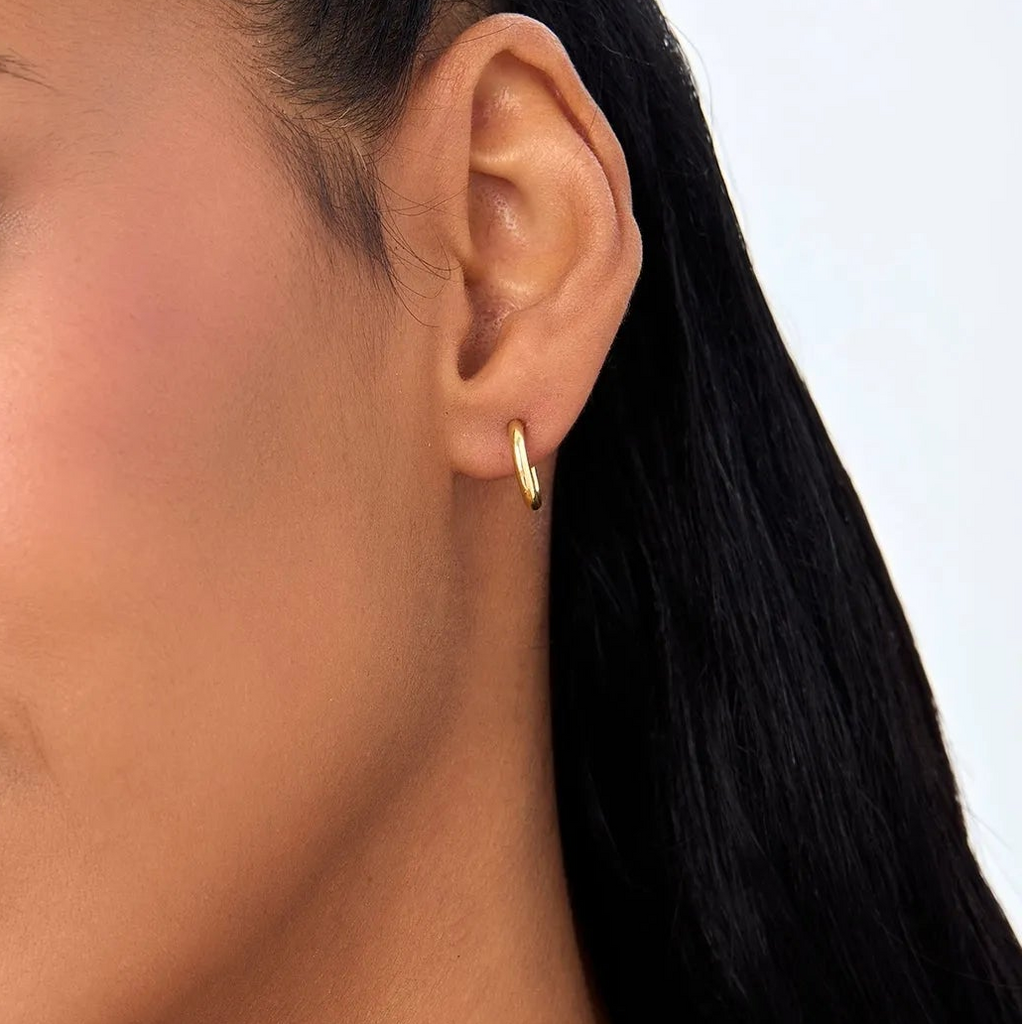 14k Yellow Gold Plain Polished Hoop Earrings 2mm Width 12.25mm