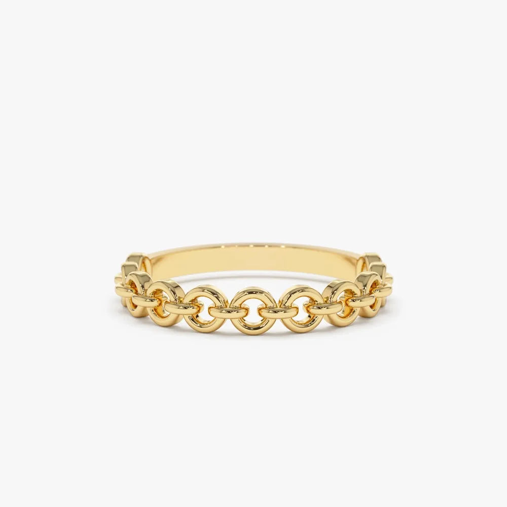 14K Solid Gold 3mm Stackable Minimalist Wedding Band Ring