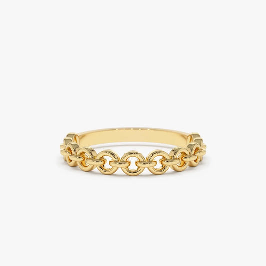 14K Solid Gold 3mm Stackable Minimalist Wedding Band Ring