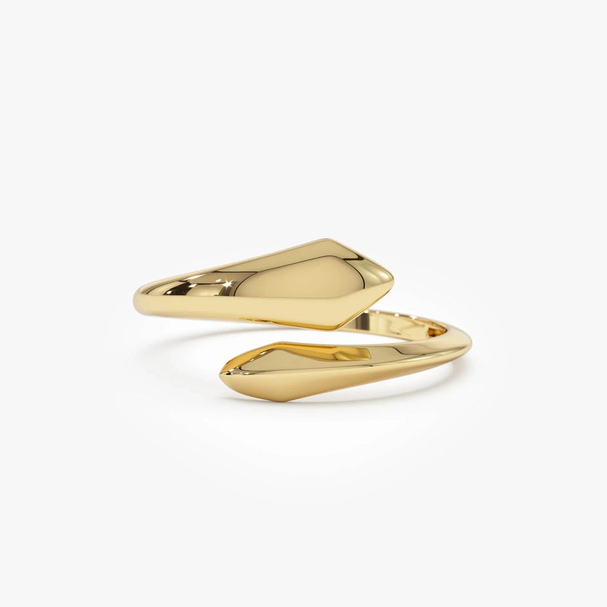 14k Gold Tapered Bypass Ring Wide Statement Band