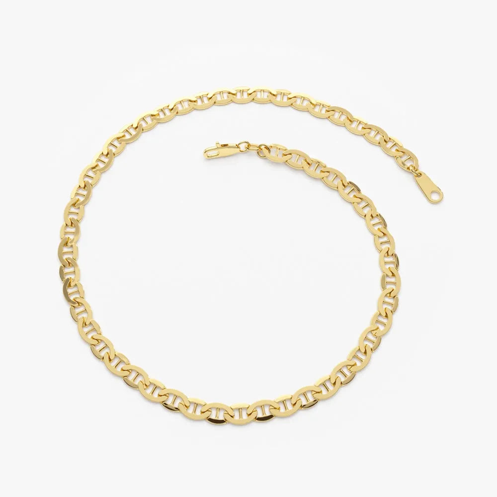 14k Gold Mariner Link Chain Bracelet with Lobster Clasp