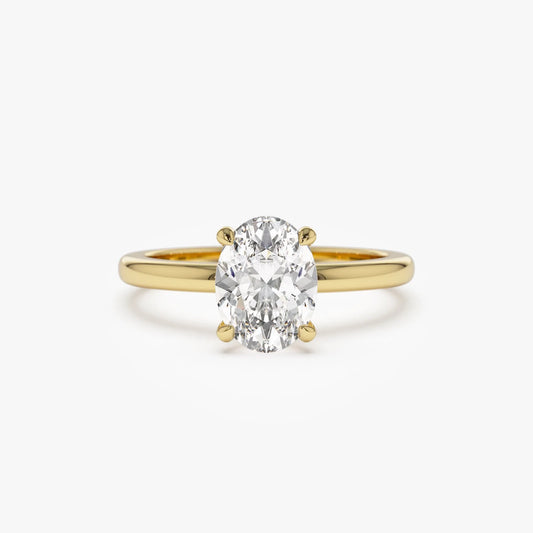 14K Gold Lab Grown Diamond Oval Engagement Ring Four Prong Setting 0.75 to 1.50 ctw Valeria