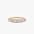 14K Gold 0.40 Carat Baguette and Round Diamond Stacking Ring