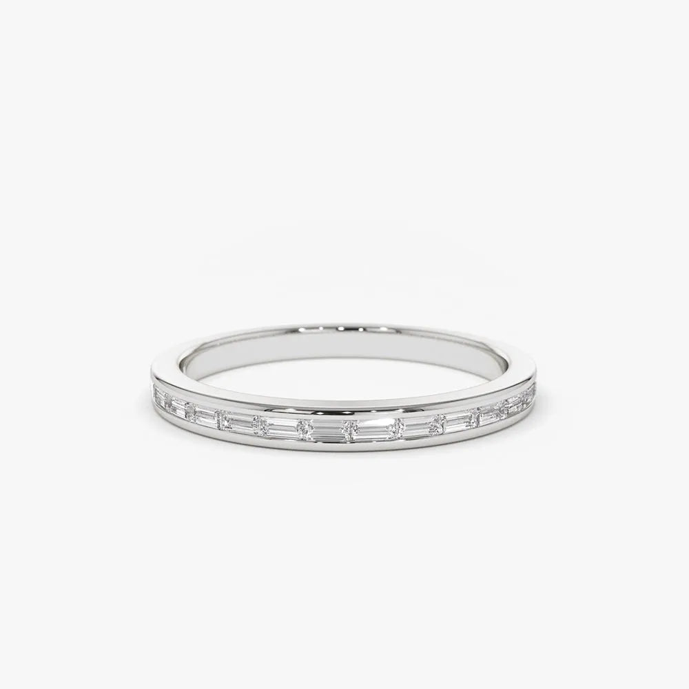 14k Solid Gold Diamond Baguette Cut Channel Set Wedding Band 0.28 ctw
